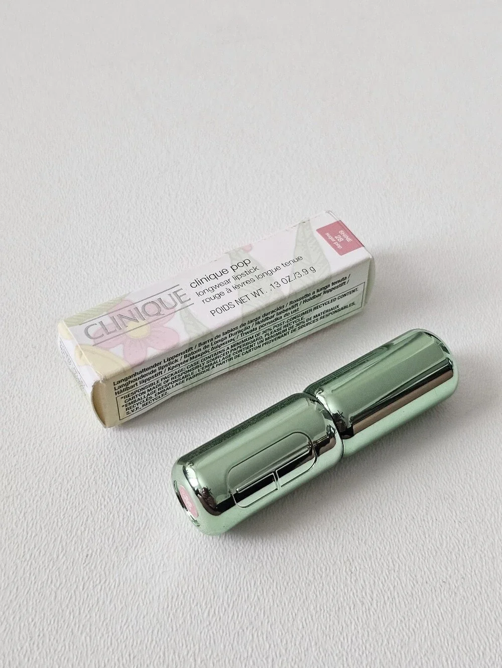 Clinique Pop Longwear Lipstick Shine 28 Sugar Pop Full Size NWT/ NIB Green Tube